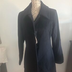Fleurette Womens Tailored Wool Coat color Navy Size 10